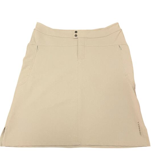 Merrell Skirt Active Travel Outdoors 8 Zipper Pockets Taupe Tan - Picture 1 of 8